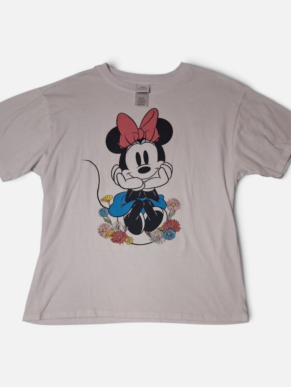 Minnie Mouse Embroidered tee Size M white Flowers Disney